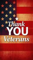 Thank you message for veterans displayed on a textured American flag background, honoring service and sacrifice photo