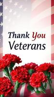 Celebrating veterans with red carnations and an American flag background during a national memorial event photo