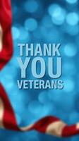 Thank you veterans message with blue background and red ribbon decoration for appreciation photo