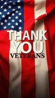 Honoring veterans with a heartfelt message on a flag backdrop during a patriotic celebration photo