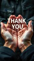 Hands reaching out in gratitude with a heartfelt message at a community gathering of appreciation photo