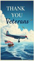 Thanking veterans with an inspiring scene of patriotism over calm waters and a bright sky photo