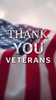 Gratitude for veterans displayed against a backdrop of the American flag photo