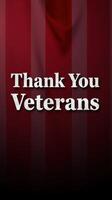 Gratitude message honoring veterans displayed on a bold red and white background for recognition and celebration photo