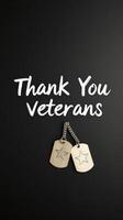 Inspiring tribute to veterans with dog tags and heartfelt message of gratitude displayed against dark background photo