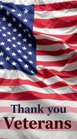 Flag waving with a message of gratitude honoring veterans for their service and sacrifice photo