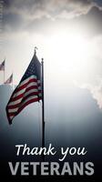 Patriotic display of the American flag with a heartfelt message dedicated to veterans during a cloudy day photo