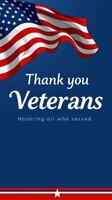 Veterans Day tribute with waving American flag and gratitude message for all who served photo