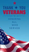 Honoring veterans with a bold message against a clear blue sky and the American flag photo