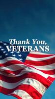 Flag waves in the sky honoring veterans and expressing gratitude on a bright day photo