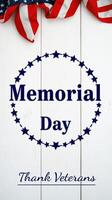 Memorial Day celebration with stars and stripes honoring veterans on rustic background photo