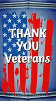 Tribute to veterans highlighted on a denim background featuring an American flag design with bold text expressing gratitude photo