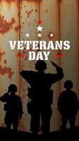 Silhouettes of soldiers commemorating Veterans Day against a distressed background photo