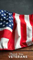 Celebration of veterans with an American flag displayed on a wooden surface photo
