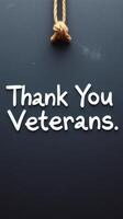 Message of appreciation for veterans displayed on a dark background with a heartfelt design photo
