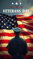 Honoring sacrifice and courage during Veterans Day with the American flag displayed prominently photo