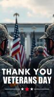 Soldiers honor veterans during a ceremony at a memorial site on Veterans Day while flag displays create a solemn atmosphere photo