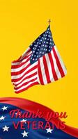 Celebrating veterans with an American flag against a bright yellow backdrop for gratitude and remembrance photo