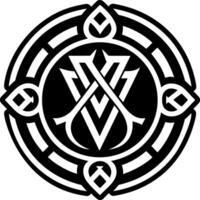 Rune tattoo symbol icon in solid style vector