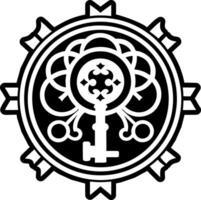 A filled style icon of enchanted key symbol vector