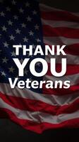 Honoring the bravery and sacrifice of veterans with a heartfelt message on a flag background photo