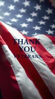 Veterans honored with a display of the American flag featuring a heartfelt message of gratitude photo