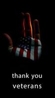 Hand with American flag design expresses gratitude to veterans in a dramatic, dark setting photo