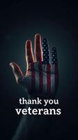 Hand painted with American flag design expresses gratitude to veterans in a heartfelt tribute photo