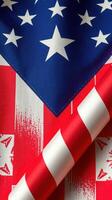 Flag design featuring red and white stripes with blue star pattern in a bold and modern style photo