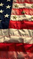 Waving American flag with detailed stars and stripes fabric texture in daylight photo
