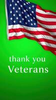 Colorful background displaying an American flag with heartfelt message honoring veterans for their service and commitment photo