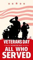 Veterans Day celebration with figures saluting against a patriotic backdrop photo