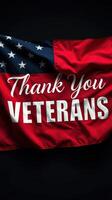 Vibrant flag expressing gratitude to veterans showcases stars and stripes in red and blue hues photo