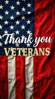 Honoring veterans with a heartfelt message on an American flag background photo