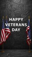 Message of gratitude celebrates veterans with flags in a solemn setting for Veterans Day observance photo