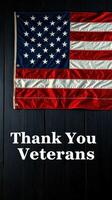 American flag displayed with gratitude message for veterans in a rustic setting photo