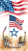 Veterans Day celebration with American flags and military symbols at a patriotic event photo