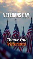 Honoring veterans on Veterans Day with American flags displayed in a serene setting photo