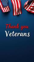 Celebrating veterans and honoring their service with gratitude on a blue background adorned with flags photo