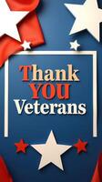 Thank you veterans for your service and dedication, honoring their sacrifices with colors of red, white, and blue during a significant celebration photo