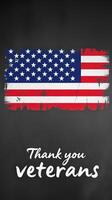 Celebrating veterans with a patriotic display featuring a worn American flag and a heartfelt message of gratitude photo