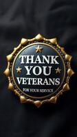 Veteran appreciation badge with golden design expressing gratitude for service photo