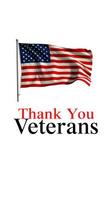 Veterans Day celebration with a waving American flag and a message of gratitude for those who served photo