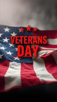 Honoring Veterans Day with an American flag display featuring bold text in vibrant red photo