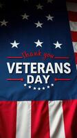 Veterans Day celebration with an American flag displaying gratitude near a festive backdrop photo