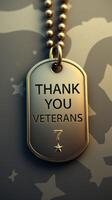 Veterans appreciation tag with heartfelt message displayed artistically for remembrance and honor photo