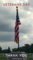 Honoring Veterans Day with a Flag at a Memorial Site Under a Cloudy Sky photo