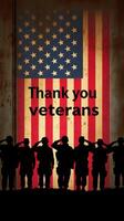 Saluting veterans against a backdrop of an American flag during a patriotic event honoring their service and sacrifice photo