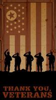 Veterans salute in front of a faded American flag background during a solemn remembrance ceremony photo
