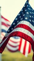 Waving American flags in a patriotic display during a community event on a sunny day photo
